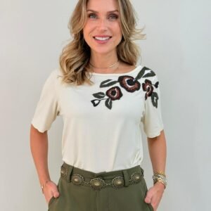 Blusa Flor c Miçanga inverno Think