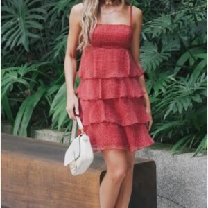 Vestido curto com babados chiffon Babi